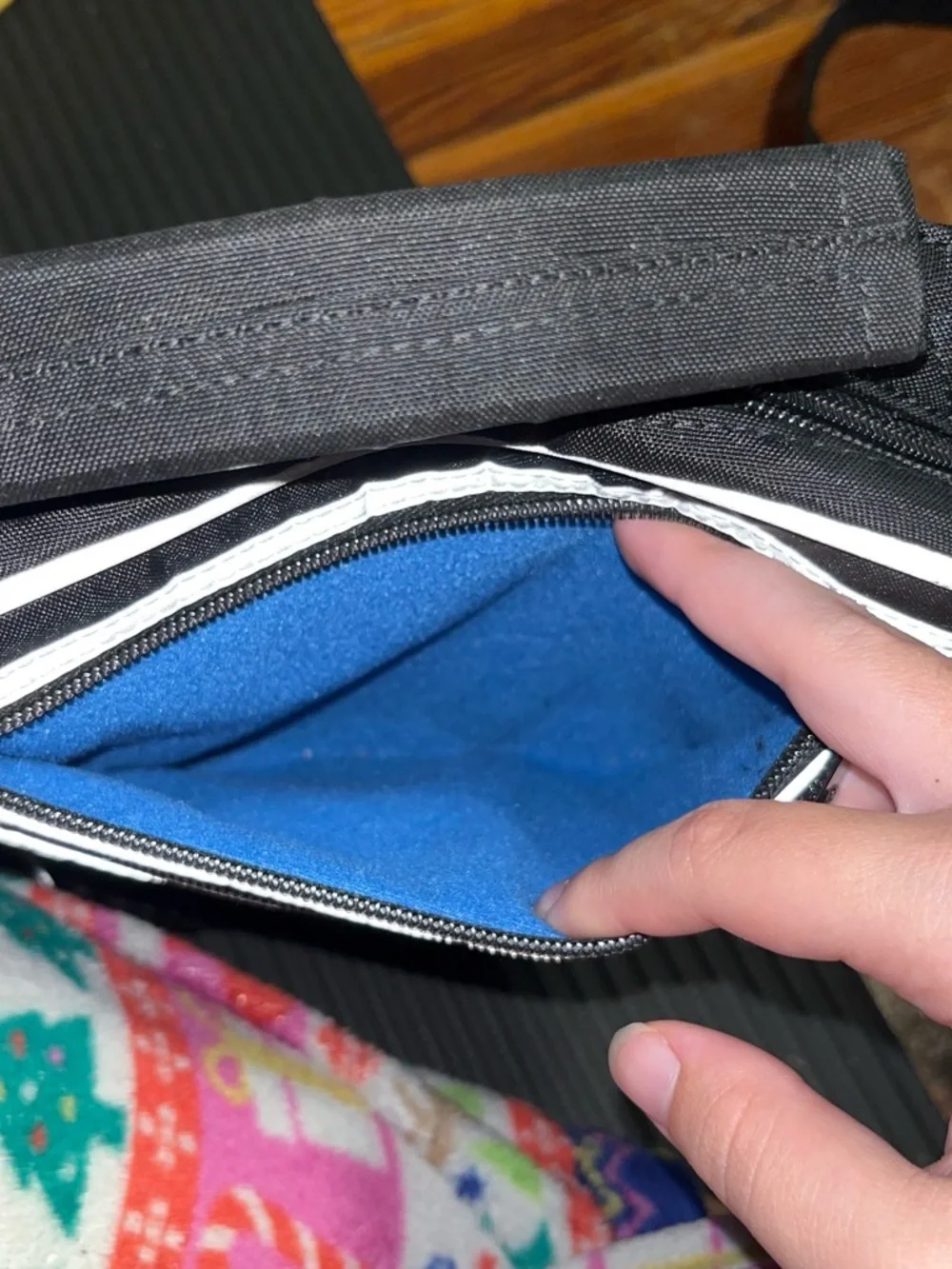 Lug Black Quilted Messenger Bag with Silver Trim